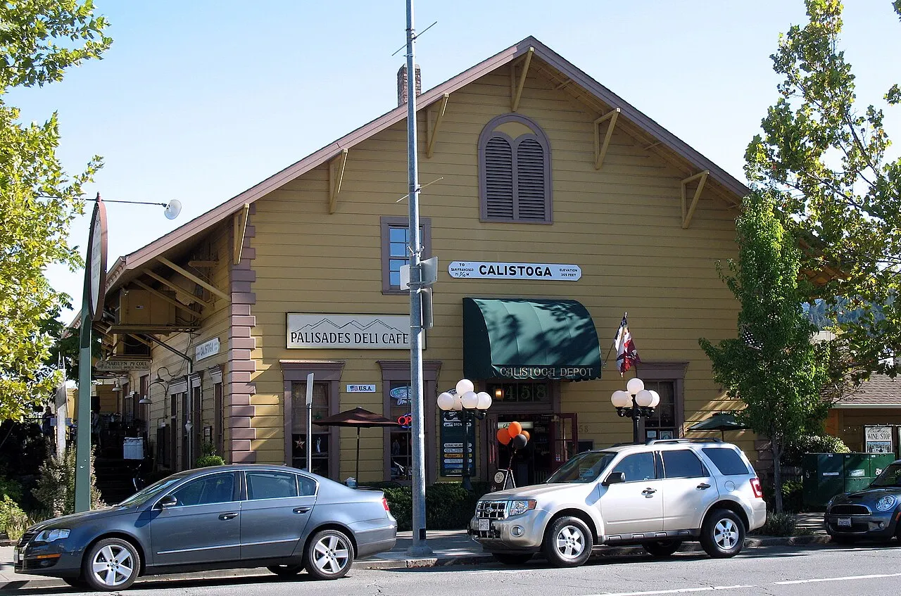 The historic Napa Valley Railroad Depot in downtown Calistoga.