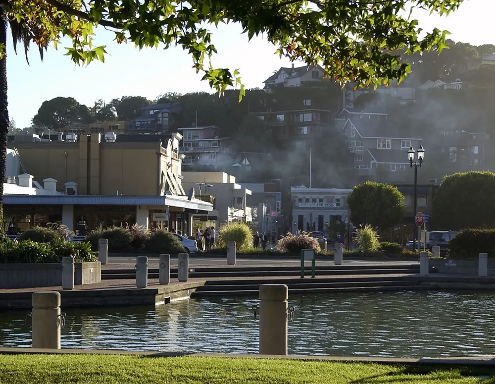 Downtown Tiburon beside the ferry docks and waterfront park.