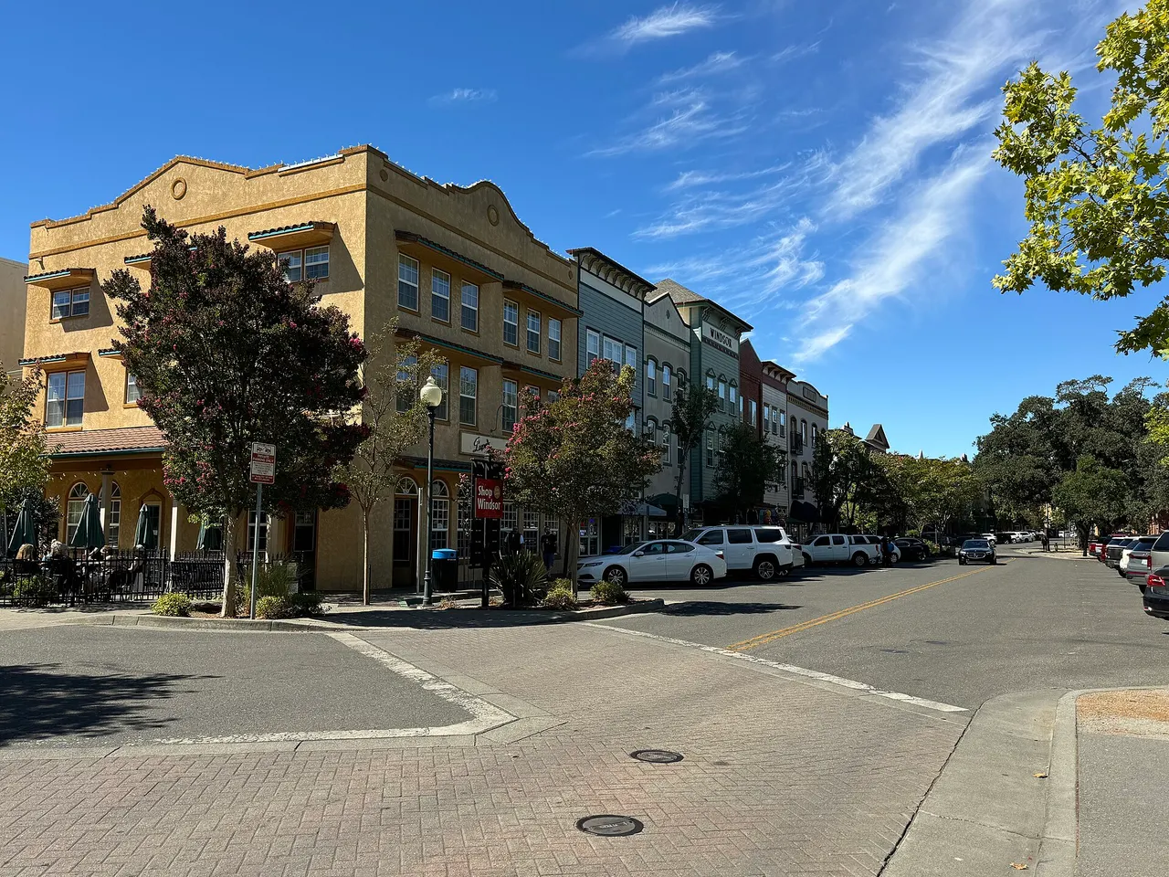 Buildings and storefronts in downtown Windsor.