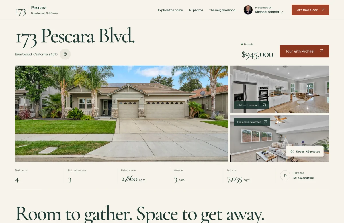 173 Pescara Blvd Astro website, desktop view