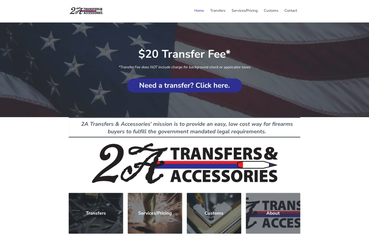 2A Transfers website, desktop view