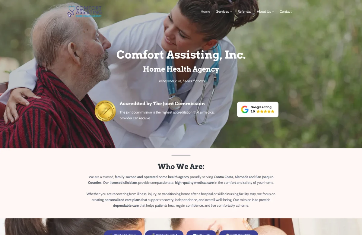 Comfort Assisting website, desktop view