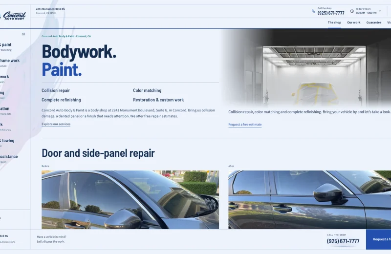Concord Auto Body website, desktop view