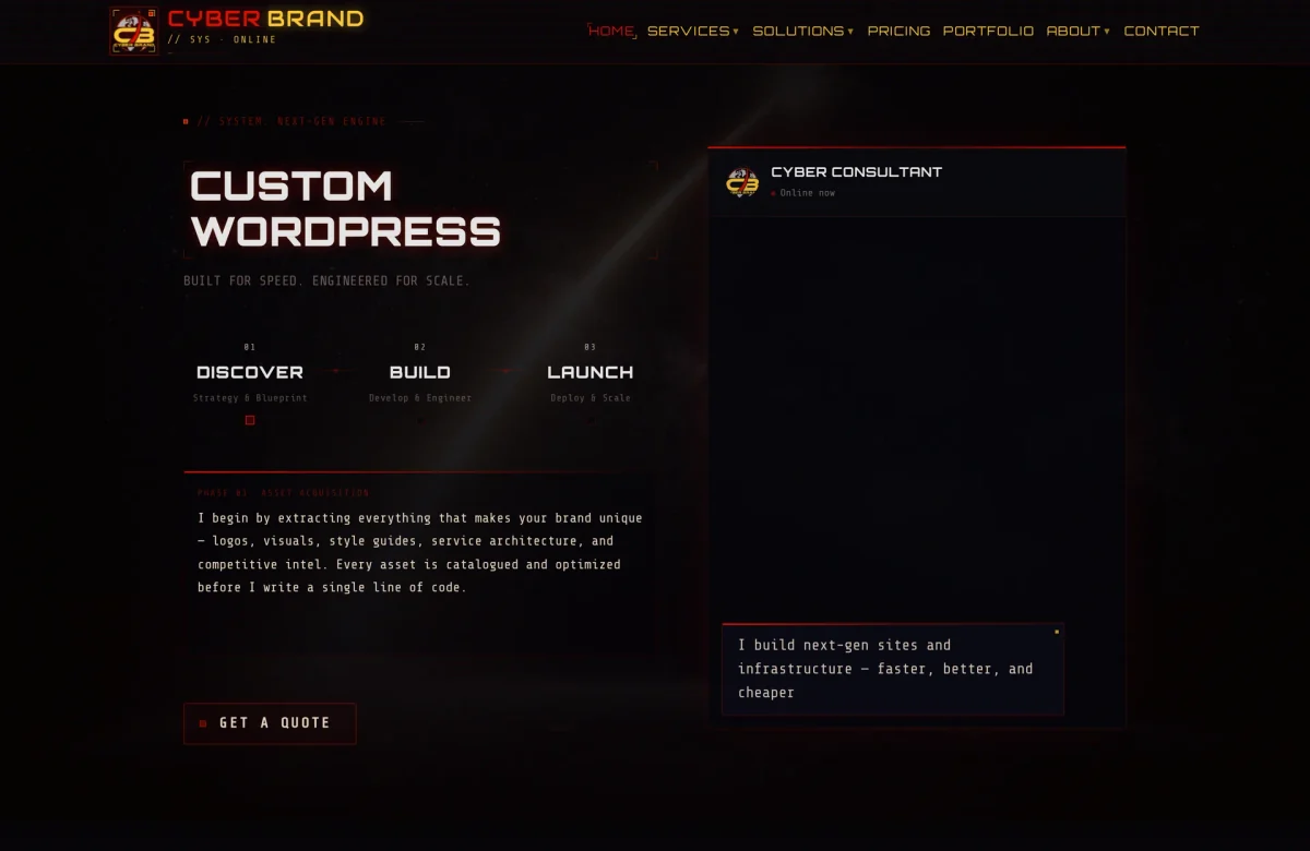 CYBER BRAND website, desktop view