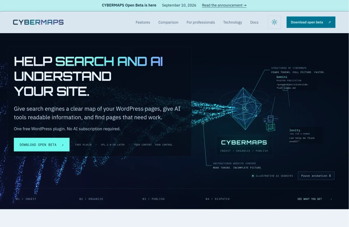 Cybermaps website, desktop view