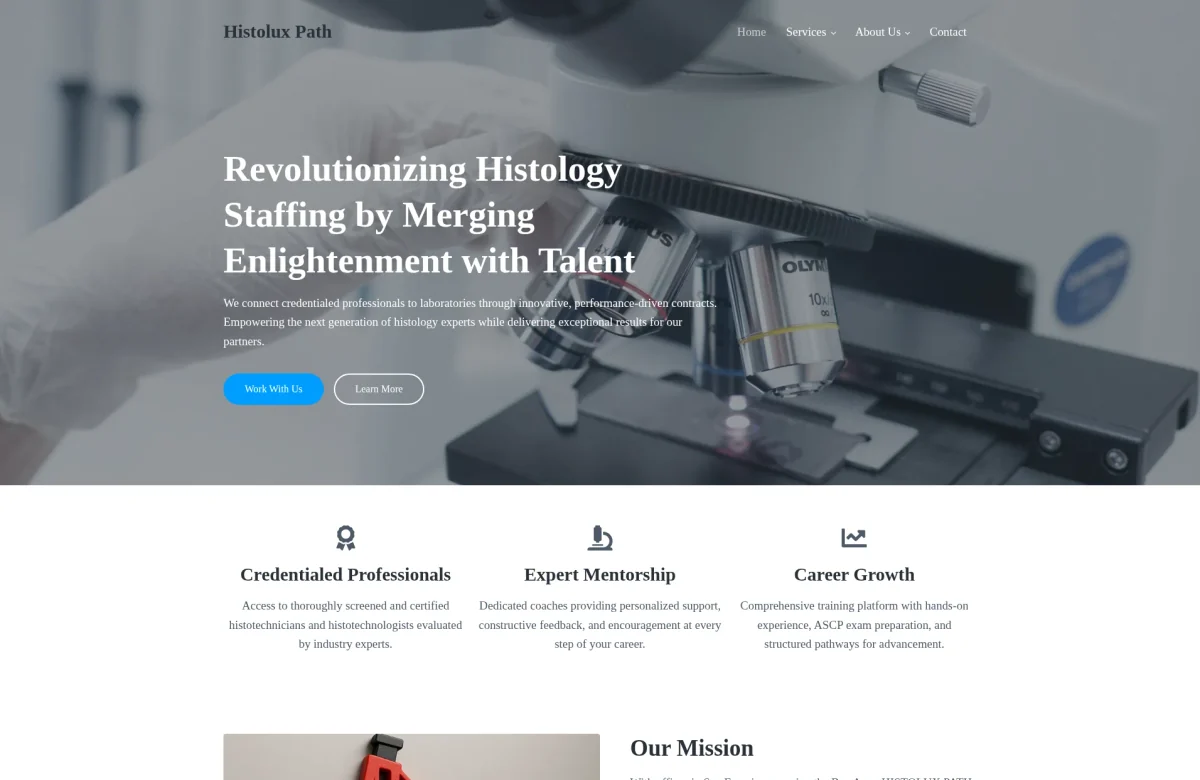 Histolux Path website, desktop view
