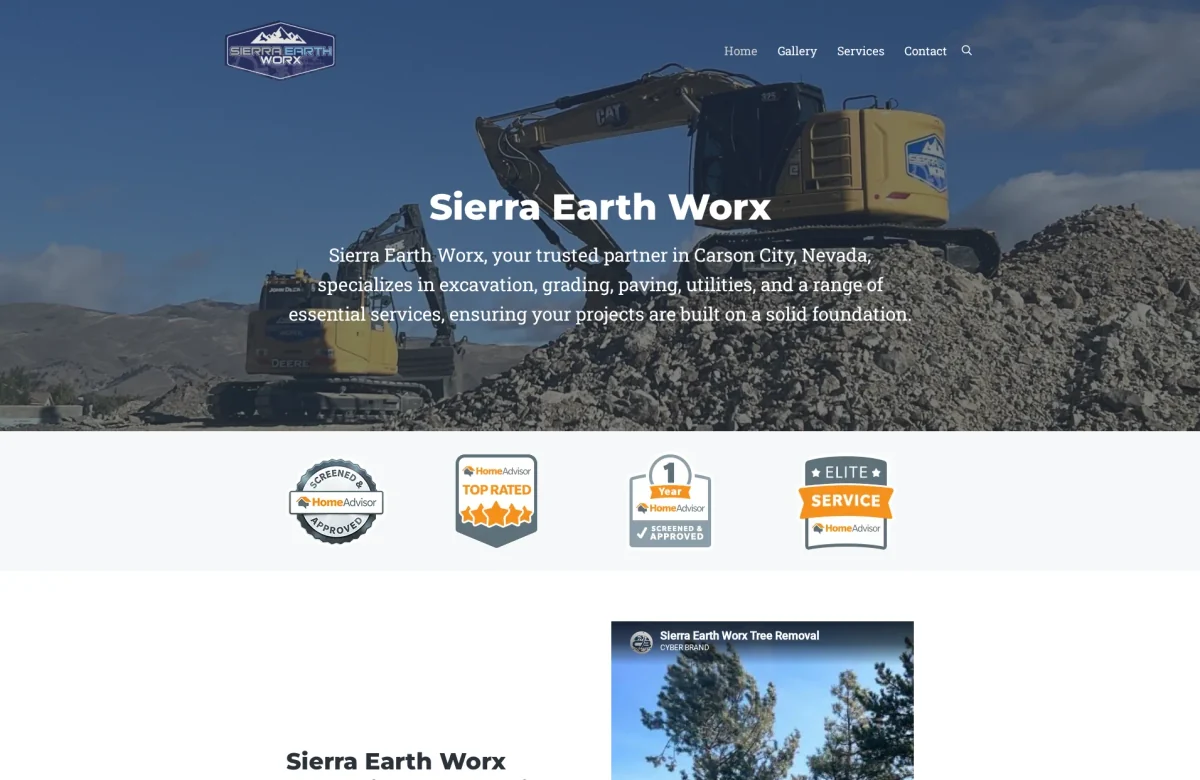 Sierra Earth Worx website, desktop view