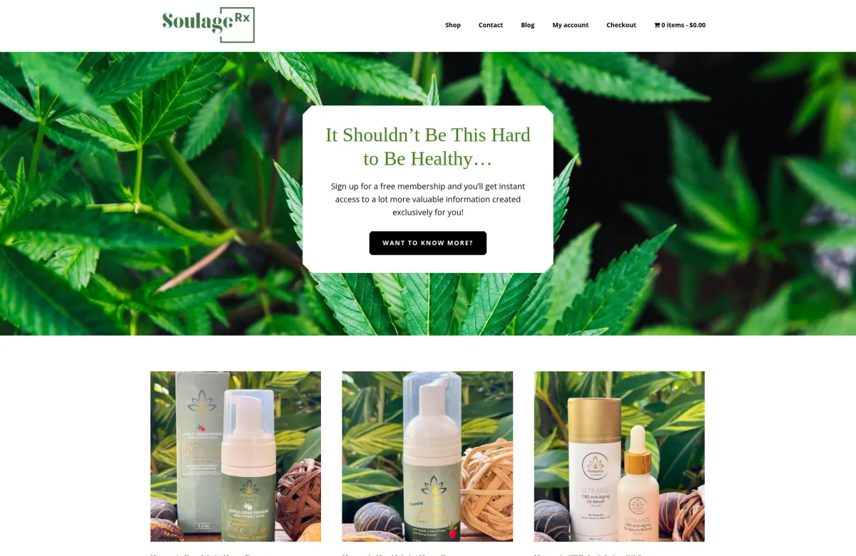 SoulageRx website, desktop view