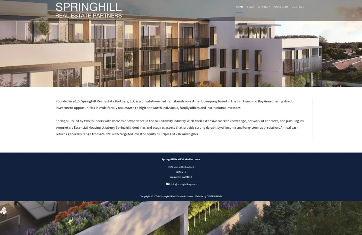 Springhill Real Estate Partners website, desktop view