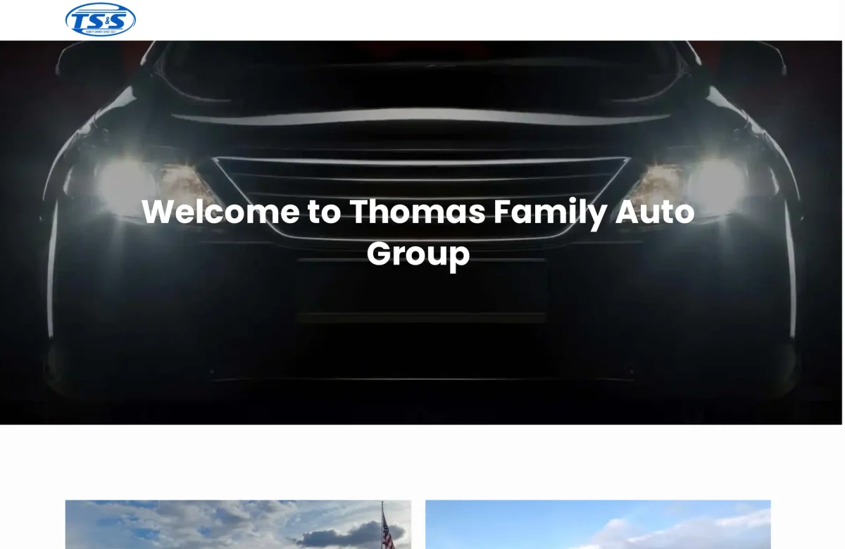 Thomas Family Auto Group website, desktop view