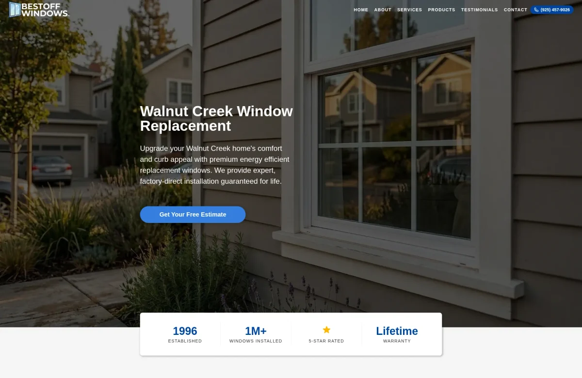 Walnut Creek Windows website, desktop view